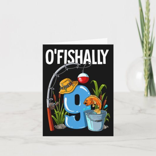 O'fishally 9 jaar oud 9e verjaardag Gevist Kaart (Voorkant)