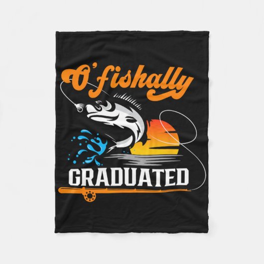 O'fishally Afgestudeerde Visliefhebber Afstudeerfe Fleece Deken (Voorkant)