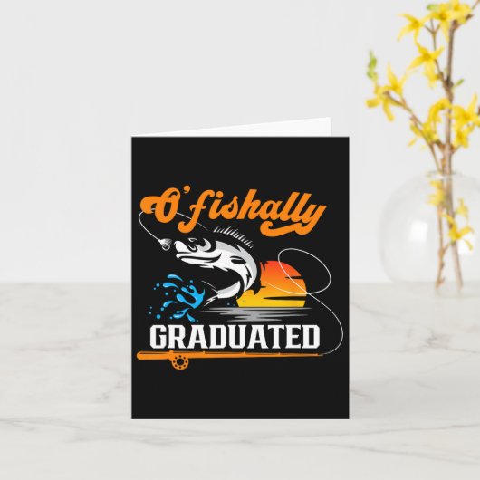 O'fishally Graduated Vissen Lover Afstuderen Part Kaart (Gele Bloem)