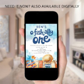 Ofishally One Fisherman Boy 1st Birthday Kaart