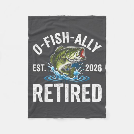 Ofishally Retired 2026 Funny Fishing Retirement Fi Fleece Deken (Voorkant)