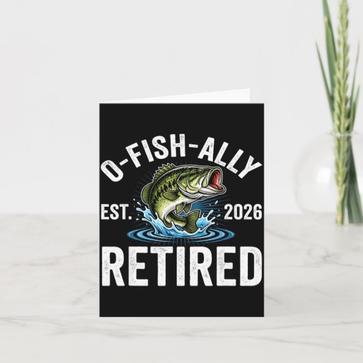 Ofishally Retired 2026 Funny Fishing Retirement Fi Kaart (Voorkant)