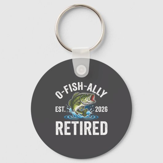 Ofishally Retired 2026 Funny Fishing Retirement Fi Sleutelhanger (Voorkant)