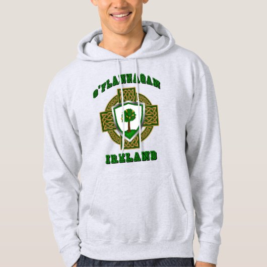 O'Flannagan/Flannagan Irish Shield w/Celtic Cross Hoodie (Voorkant)