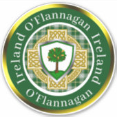 O'Flannagan Irish Shield/Celtic Cross Personalized Sticker (Voorkant)