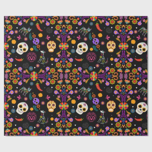 Ofrenda - Calavera Garden Wrapping Paper Cadeaupapier (Vlak)