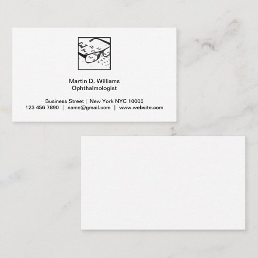 Oftalmoloog Medische Visitekaartjes (Voorkant / Achterkant)