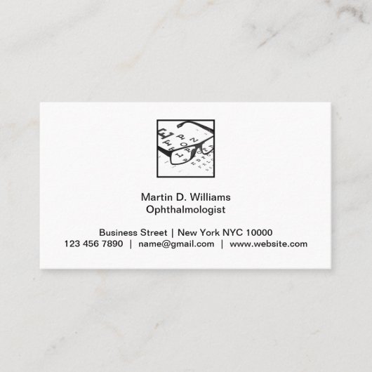 Oftalmoloog Medische Visitekaartjes (Voorkant)
