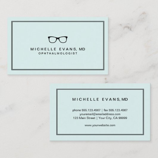 Oftalmoloog Mint Green Visitekaartjes (Voorkant / Achterkant)