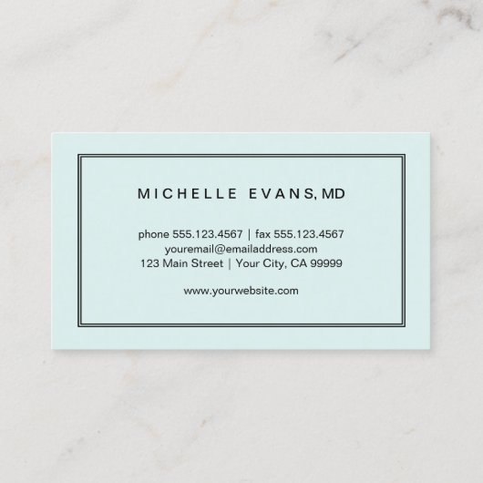 Oftalmoloog Mint Green Visitekaartjes (Achterkant)