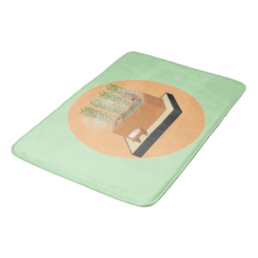 Ofuro Zen Badkuip met Bamboe Badmat (Gekanteld)