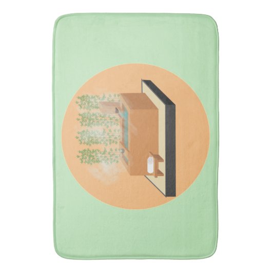 Ofuro Zen Badkuip met Bamboe Badmat (Voorkant Verticaal)