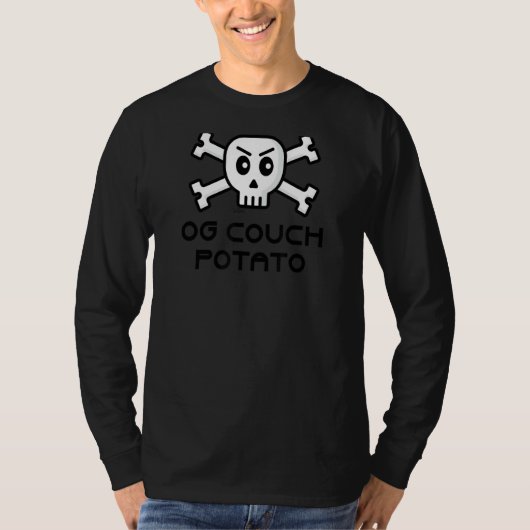 OG Couch Potato schedel en Cross Bone Word Design T-shirt (Voorkant)