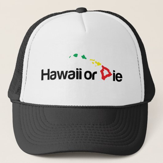 OG Hawaii of Die Logo - Rasta Colors Trucker Pet (Voorkant)
