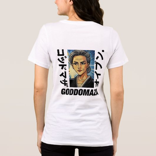 OG MOMOKO HOOFD IN KLEUR VET TEKST TERUG UITZICHT Tri-Blend SHIRT (Achterkant)