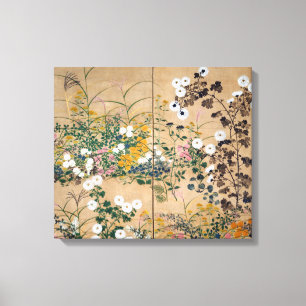 Ogata Korin Flowering Planten in het najaar Canvas Afdruk