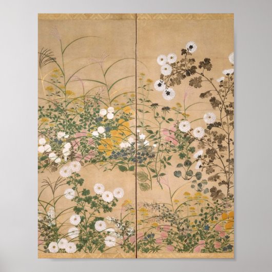 Ogata Korin Flowering Plants in Autumn Poster (Voorkant)