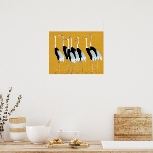 Ogata Korin Japanse rode kruid kranen Poster (Keuken)