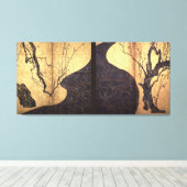 Ogata Korin / Rood en Wit Pruimenbloesems / 18e C  Canvas Afdruk (Insitu (Houten vloer))