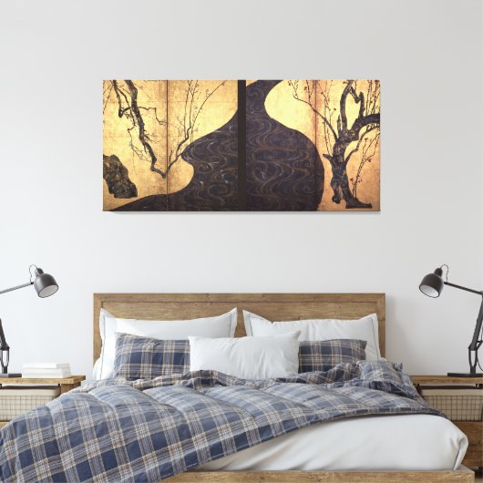 Ogata Korin / Rood en Wit Pruimenbloesems / 18e C  Canvas Afdruk (Insitu (Slaapkamer))