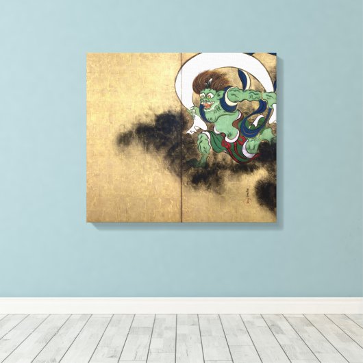 Ogata Kōrin Wind God Canvas Afdruk (Insitu (Houten vloer))