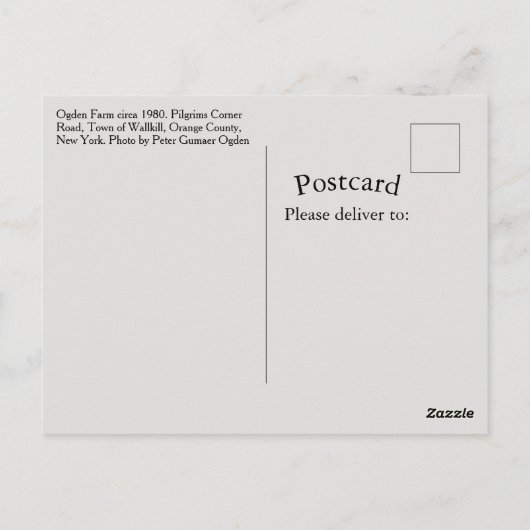 Ogden Boerderij Town of Wallkill Oranje County NY  Briefkaart (Achterkant)