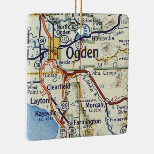 Ogden UT  kaart Keramisch Ornament (Rechts)