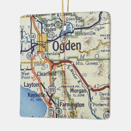 Ogden UT  kaart Keramisch Ornament (Links)