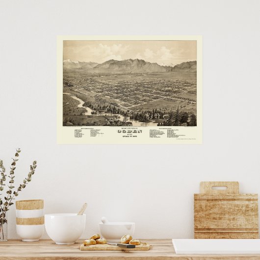 Ogden, UT Panorama - 1875 Poster (Keuken)
