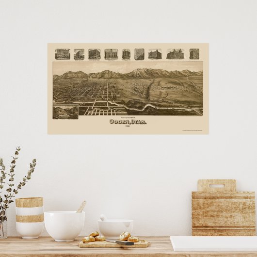 Ogden, UT Panorama - 1890 Poster (Keuken)
