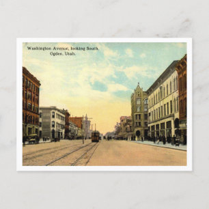 Ogden UT Washington St Uitzicht 1916 Vintage Briefkaart