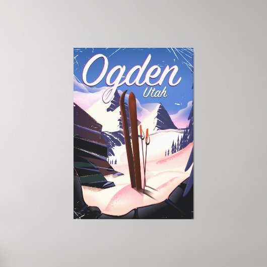 Ogden, Utah skiposter Canvas Afdruk (Voorkant)