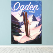 Ogden, Utah skiposter Canvas Afdruk (Insitu (Houten vloer))