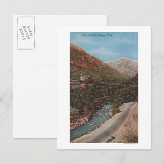 Ogden, Utah - Uitzicht Ogden Canyon en rivier Briefkaart (Voorkant / Achterkant)