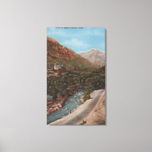Ogden, Utah - Uitzicht Ogden Canyon en rivier Canvas Afdruk (Voorkant)