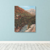 Ogden, Utah - Uitzicht Ogden Canyon en rivier Canvas Afdruk (Insitu (Houten vloer))