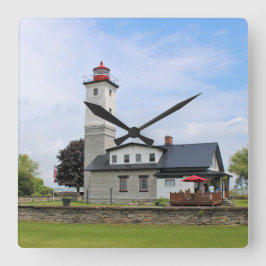 Ogdensburg Harbor Lighthouse, New York Wall Clock Vierkante Klok