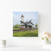 Ogdensburg Harbor Lighthouse, New York Wall Clock Vierkante Klok (Huis)