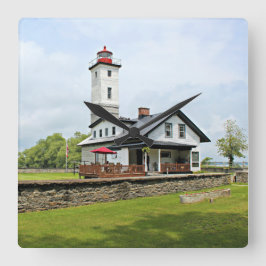 Ogdensburg Harbor Lighthouse, New York Wall Clock Vierkante Klok