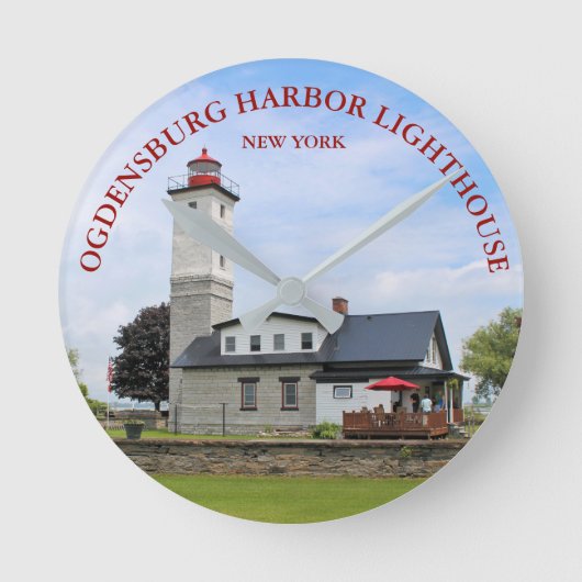 Ogdensburg Harbour Lighthouse, New York Clock Ronde Klok (Voorkant)