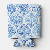 Ogee Elegance: Waterverf wit-blauw Blikjeskoeler (Achterkant)