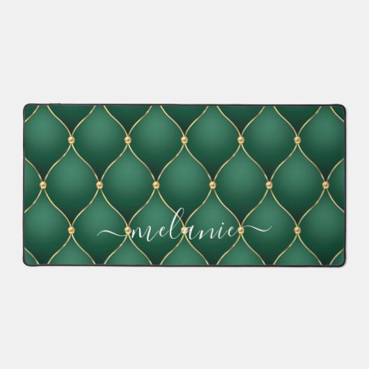 Ogee Gold Diamond Donker Smaragd Groen Aangepaste Bureaumat (Voorkant)