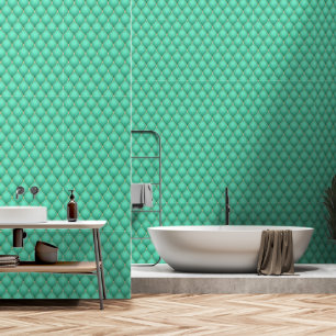 Ogee Gold Diamond Getuft Blauwgroen Behang