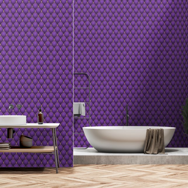 Ogee Gold Diamond getuft Paarse Behang (Badkamer)