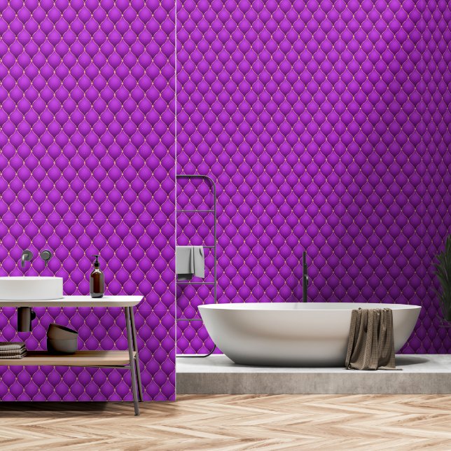 Ogee Gold Diamond Getuft Paarse Violet Behang (Badkamer)