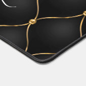 Ogee Gold Diamond Tufted Black Aangepaste naam Bureaumat (Hoek)