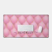 Ogee Gold Diamond Tufted Licht Roze Aangepaste Naa Bureaumat (Keyboard & Muis)