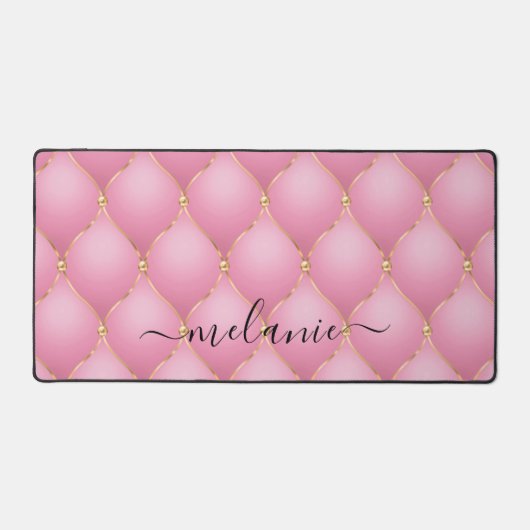 Ogee Gold Diamond Tufted Licht Roze Aangepaste Naa Bureaumat (Voorkant)