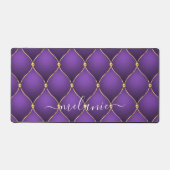 Ogee Gold Diamond Tufted Paarse aangepaste naam Bureaumat (Voorkant)