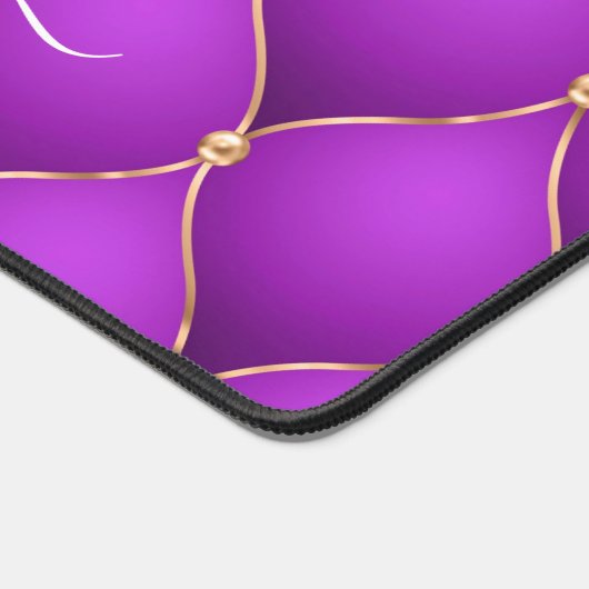 Ogee Gold Diamond Tufted Paarse Violet Aangepaste  Bureaumat (Hoek)